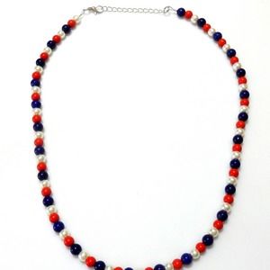 Patriotic red white and blue beaded necklace 1588